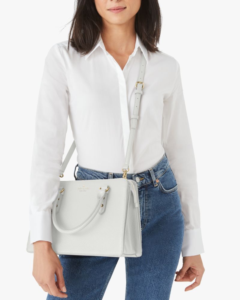 Kate Spade,Mulberry Street Lise Satchel,Lining Lining Fabric Content,Leather,Satchel,Logo,Metal,Gusset,Gold Metal,Work,