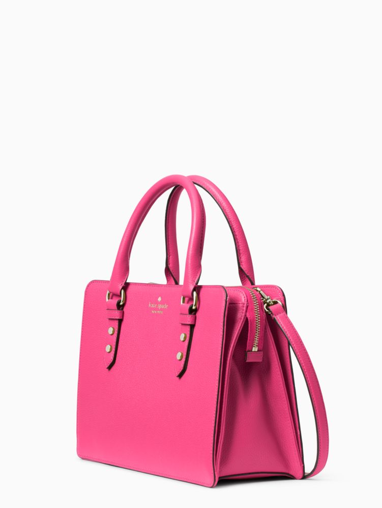 Kate Spade,Mulberry Street Lise Satchel,Lining Lining Fabric Content,Leather,Satchel,Logo,Metal,Gusset,Gold Metal,Work,