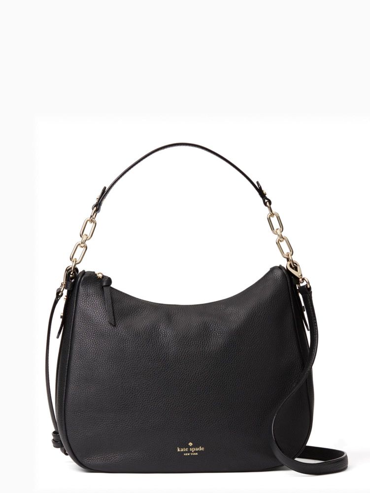 Kate Spade - Black Pebbled Leather Gold Chain Shoulder Bag