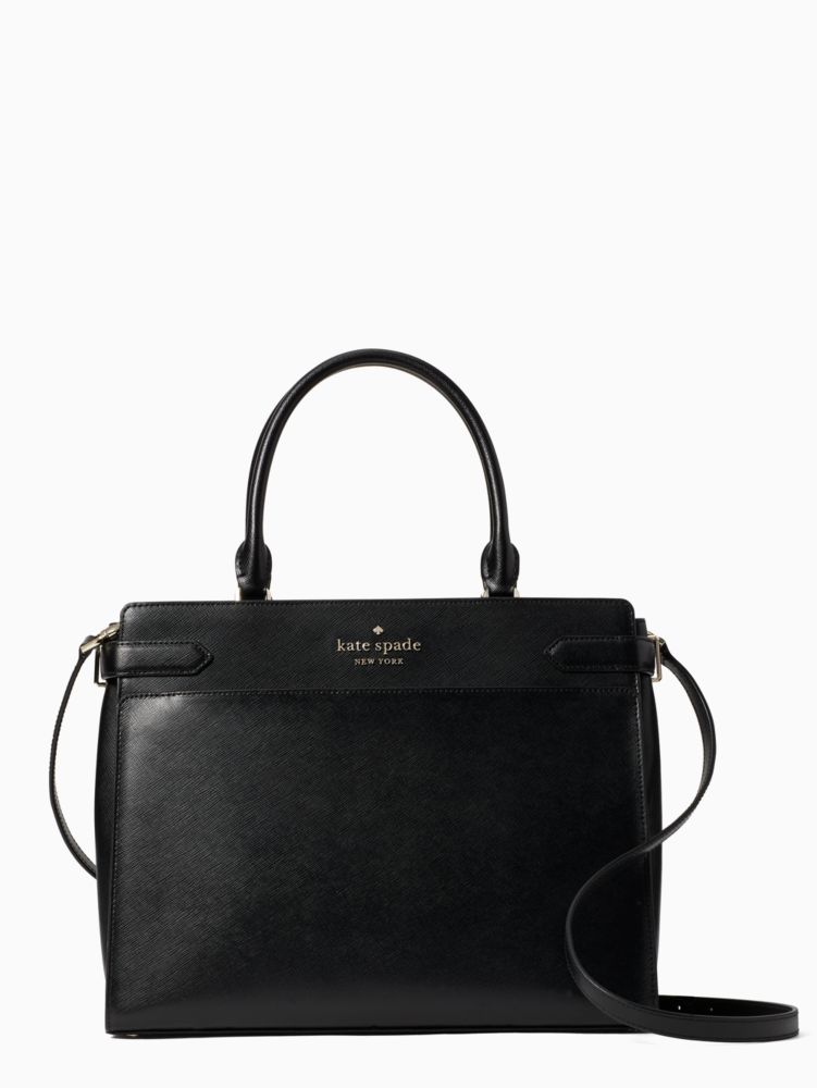 Kate Spade New York Staci Small Saffiano Leather Satchel Bag in Black :  Clothing, Shoes & Jewelry 