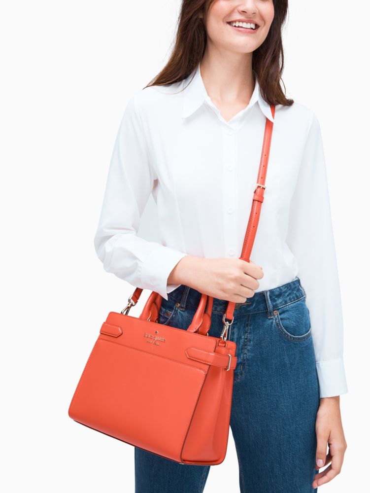 Kate Spade,Staci Medium Satchel,Leather,Satchel,Logo,Metal,Lined,Work,
