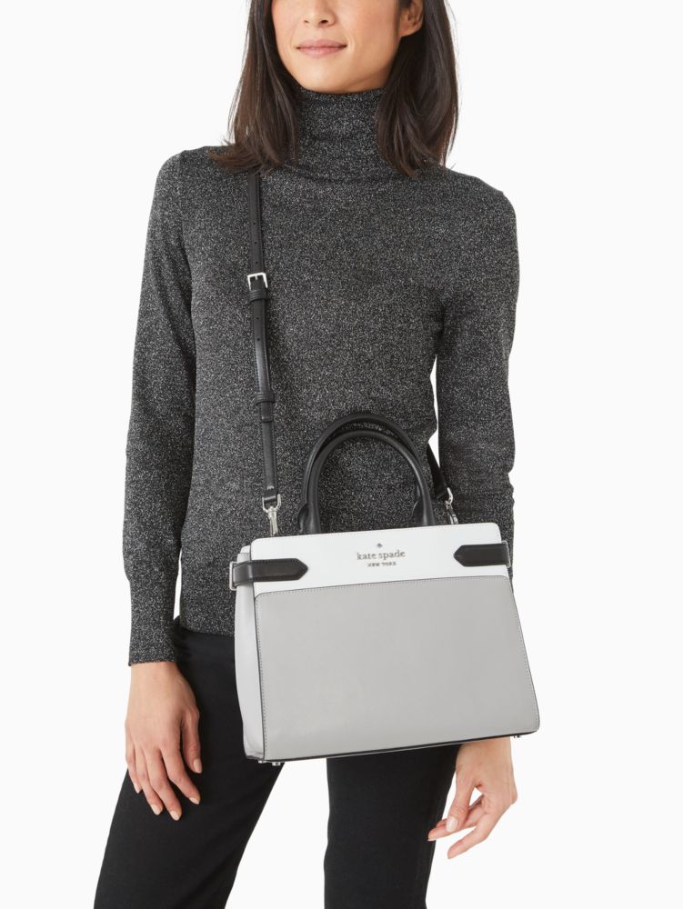 Kate Spade,staci medium satchel,satchels,Nimbus Grey Multi