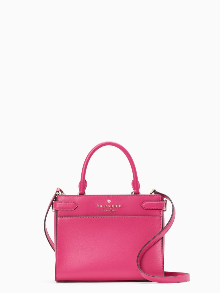 Kate Spade Staci Saffiano Leather Medium Satchel Handbag Deep Hibiscus Pink