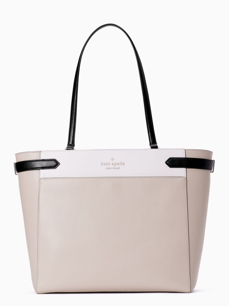 Kate Spade,ステイシー カラーブロック ラップトップ トート,バッグ,ウォームベージュマルチ