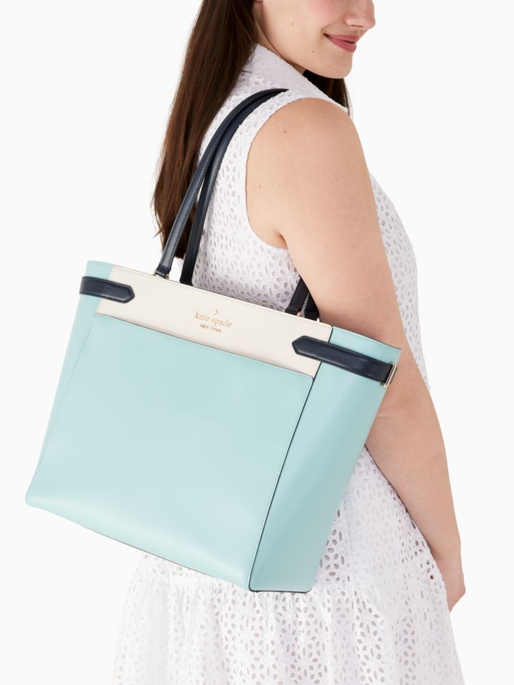 Kate Spade Staci Colorblock Small Satchel Bag in Blue