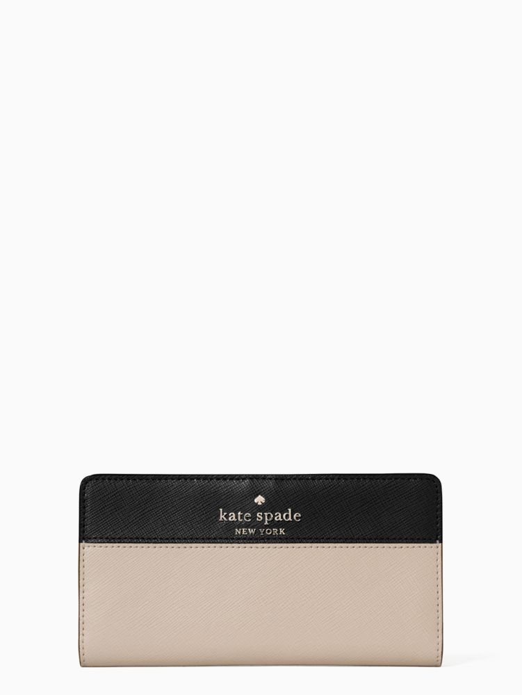 Kate Spade,Staci Large Slim Bifold Wallet,Beige