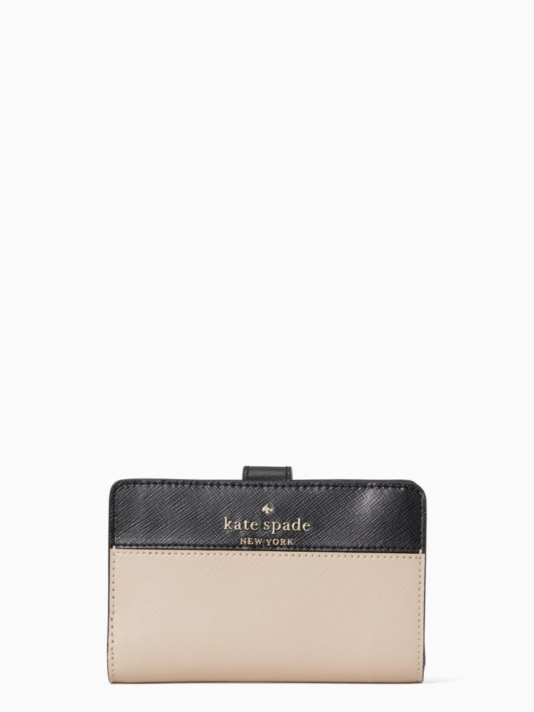 Kate Spade,Staci Medium Compact Bifold Wallet,Warm Beige Multi