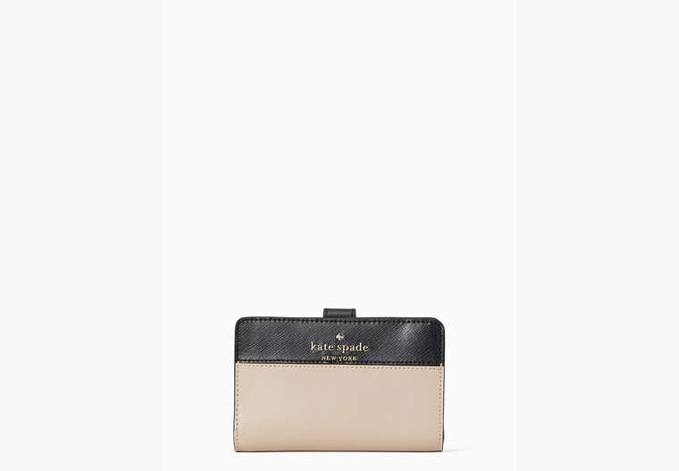 Kate Spade,Staci Medium Compact Bifold Wallet,Warm Beige Multi