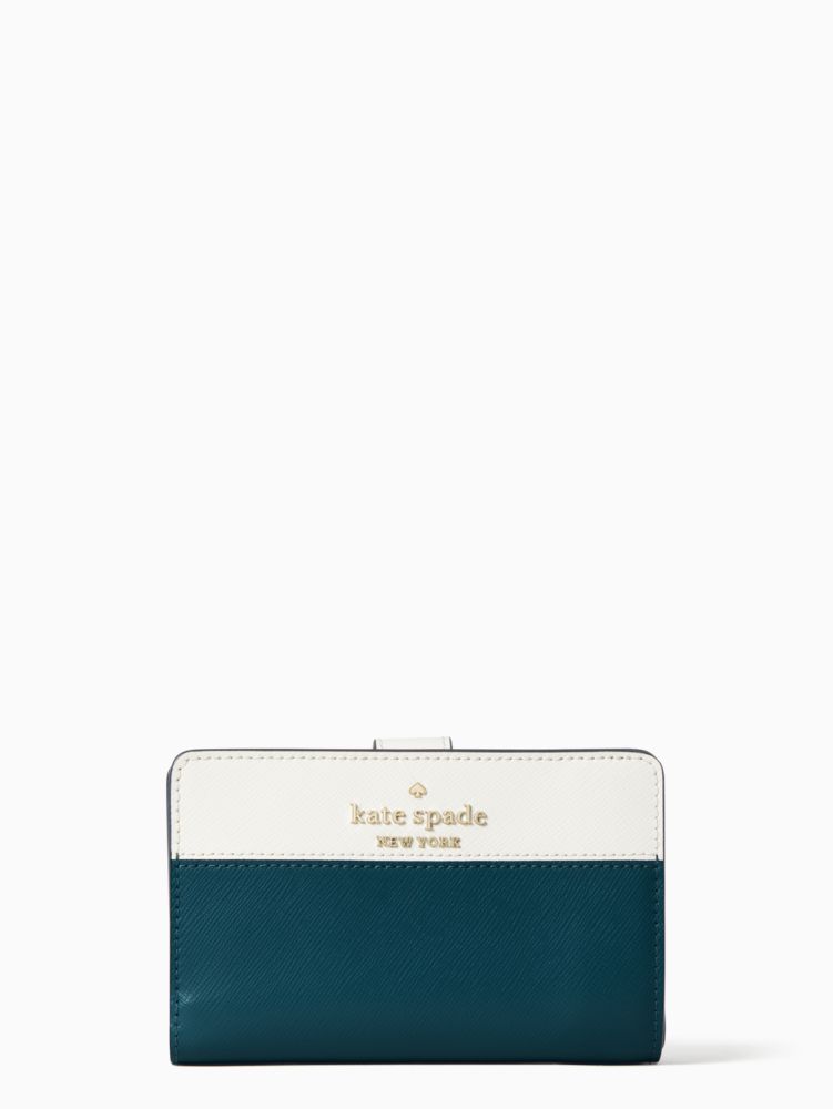 Kate Spade,ステイシー カラーブロック ミディアム コンパクト バイフォールド ウォレット,財布小物,ピーコックサファイアマルチ