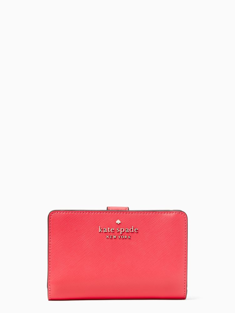 Kate Spade,staci medium compartment bifold wallet,Dark Watermelon Gelato