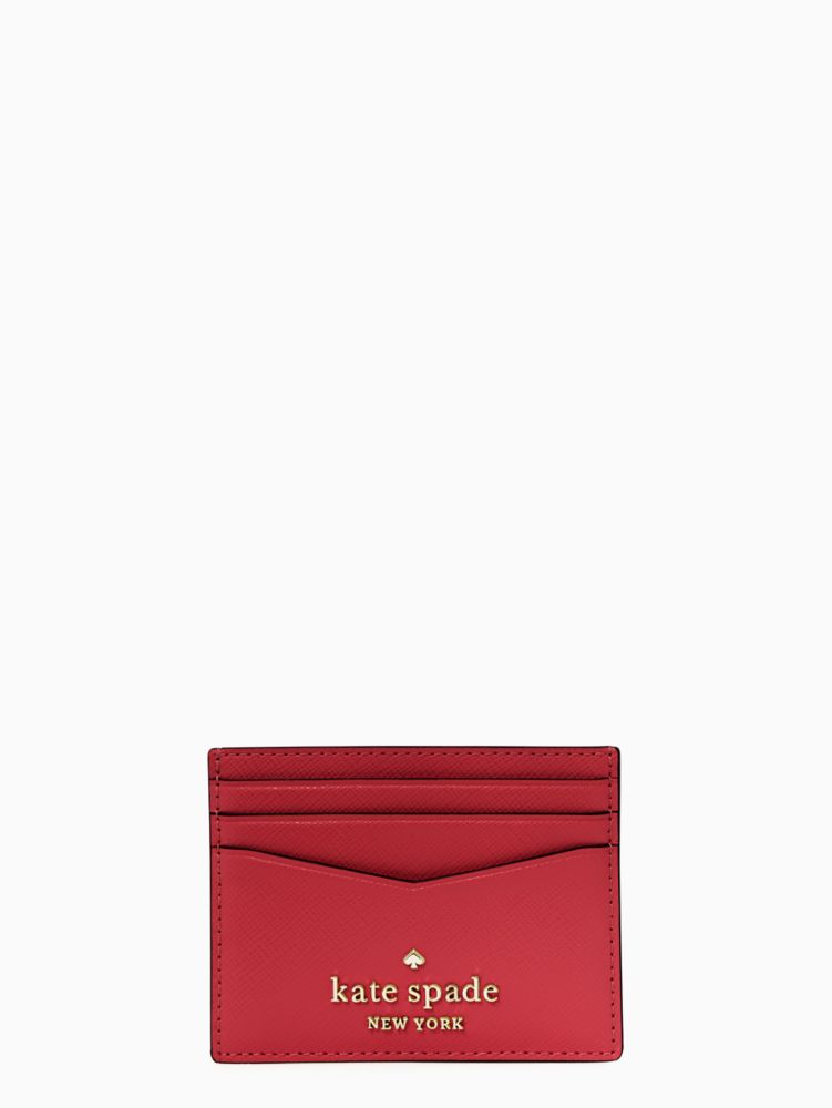 Kate Spade,staci small slim card holder,Red Currant