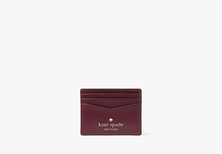 Kate Spade,staci small slim card holder,Deep Berry image number 0