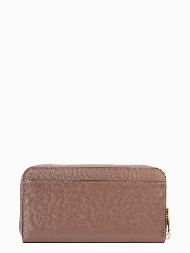 Kate Spade,Staci Large Continental Wallet,Leather,Continental,Metal,Logo,Gusset,Silver Metal,Casual,