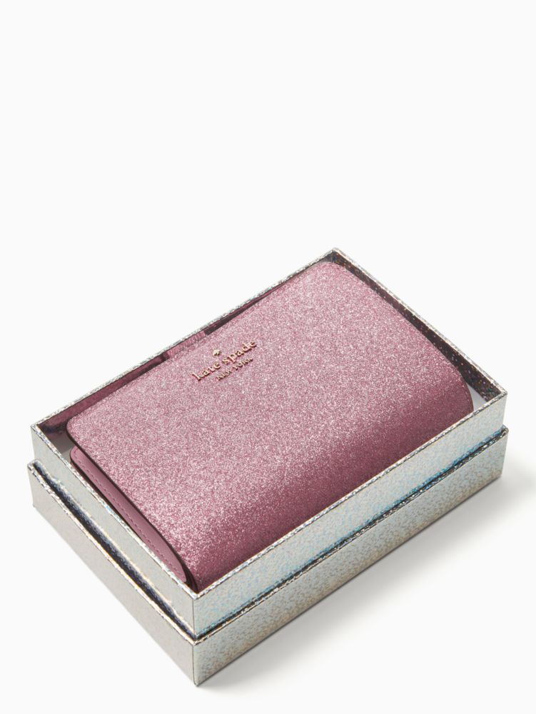 Kate Spade,lola glitter boxed medium compact wallet,