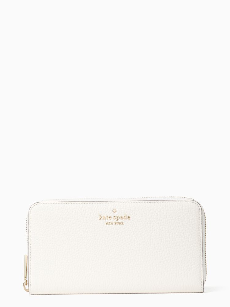 Kate Spade,Leila Large Continental Wallet,Leather,Continental,Metal,Logo,Silver Metal,Casual,