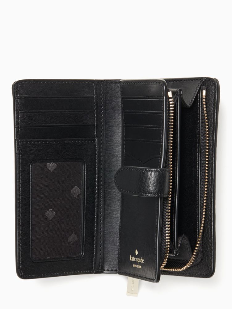 Kate Spade,Leila Medium Compact Bifold Wallet,Black