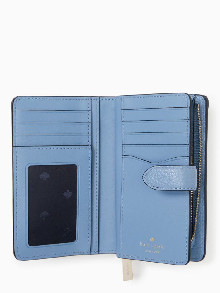 Kate Spade,Leila Medium Compact Bifold Wallet,Dusty Blue