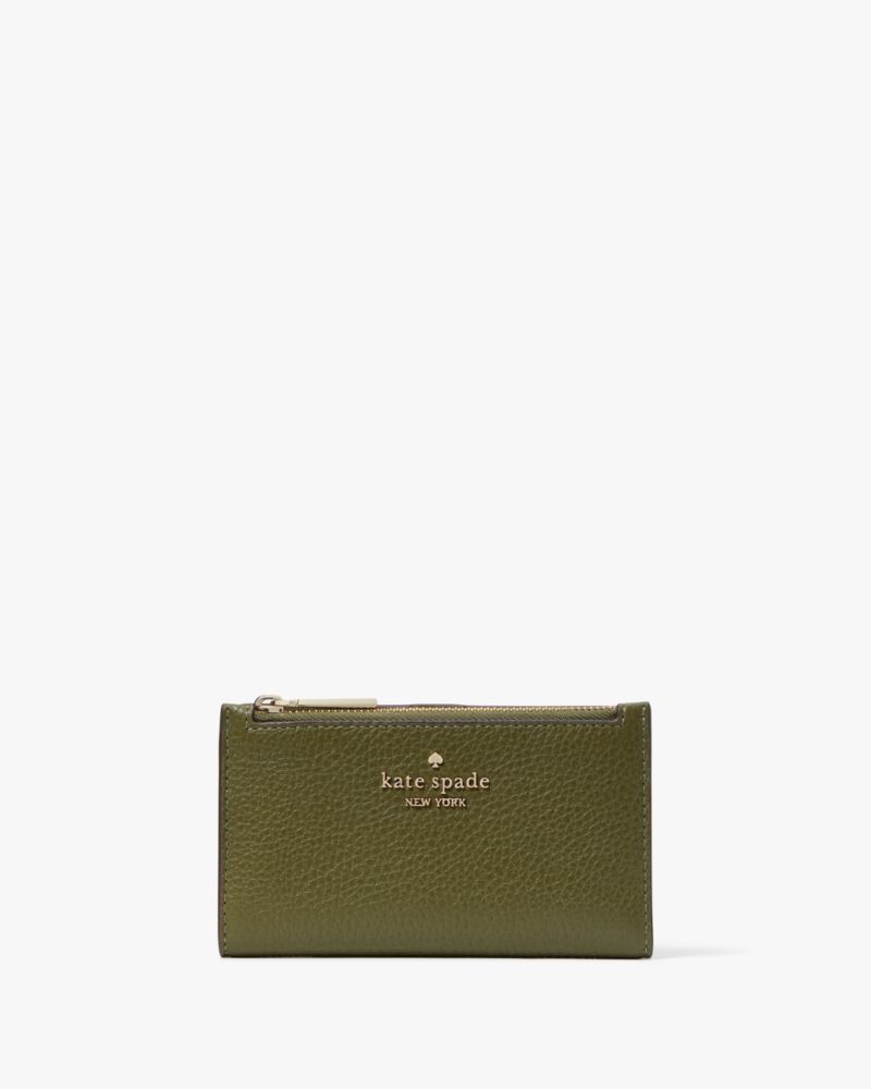 Kate Spade,Leila Small Slim Bifold Wallet,Enchanted Green