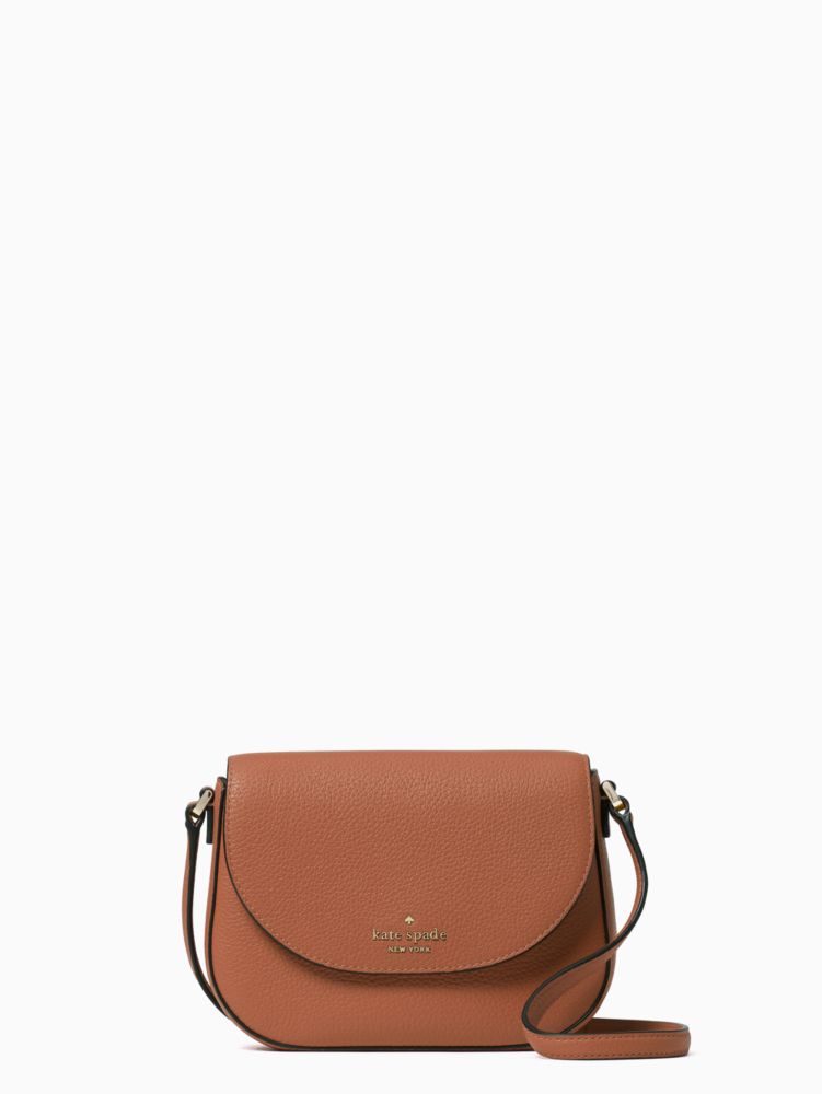 Kate Spade,Leila Mini Flap Crossbody,Leather,Saddle Bag,Logo,Word Embellishment,Lined,Silver Metal,Casual,