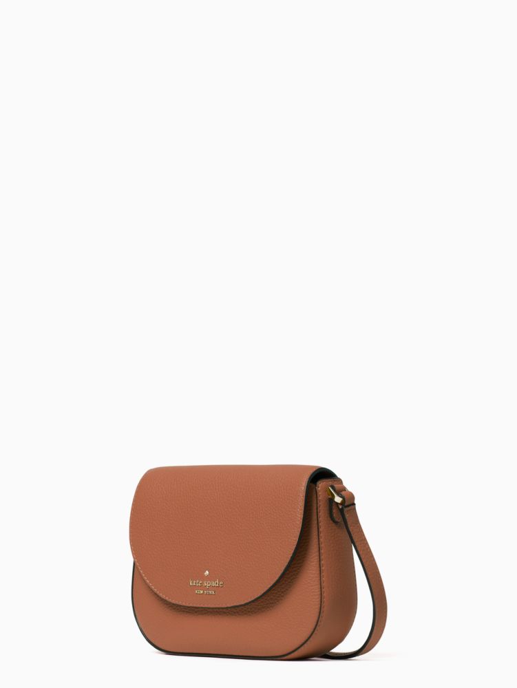 Kate Spade,Leila Mini Flap Crossbody,Leather,Saddle Bag,Word Embellishment,Logo,Lined,Silver Metal,Casual,