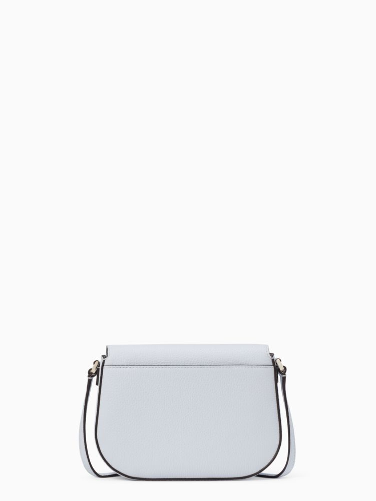Kate Spade,Leila Mini Flap Crossbody,Leather,Saddle Bag,Logo,Word Embellishment,Lined,Silver Metal,Casual,