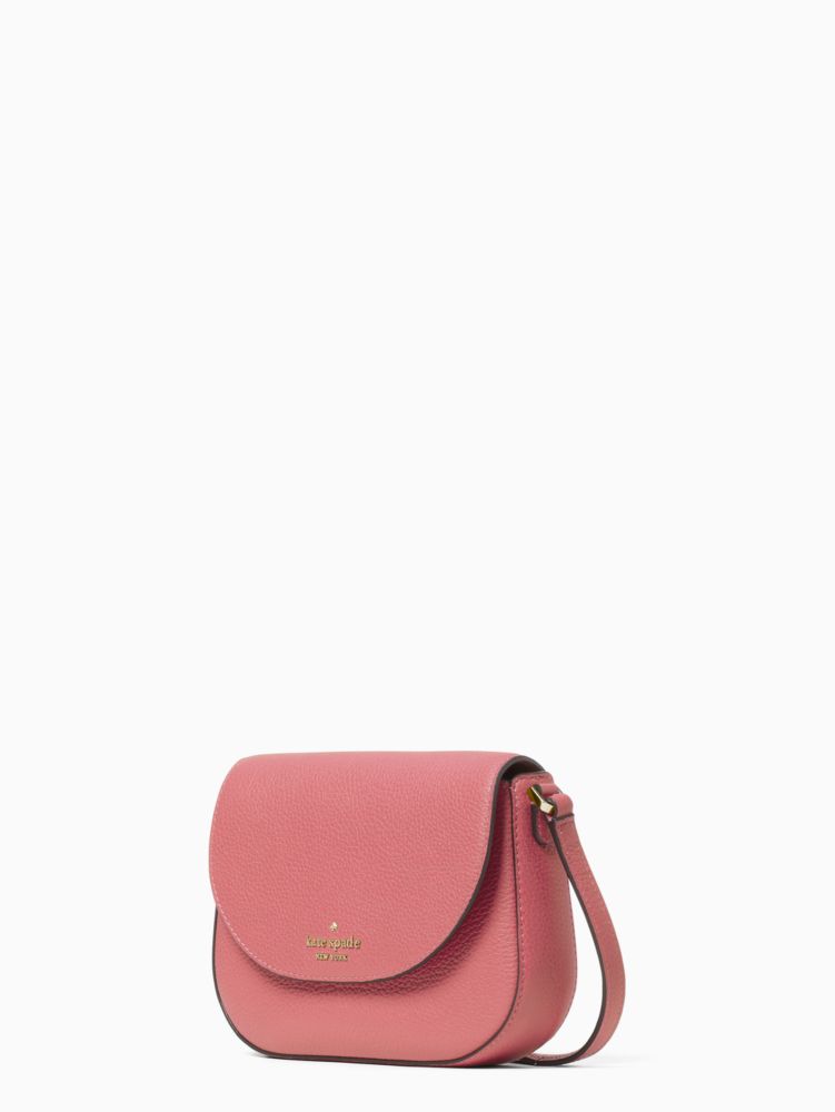Kate Spade,Leila Mini Flap Crossbody,Leather,Saddle Bag,Logo,Word Embellishment,Lined,Silver Metal,Casual,