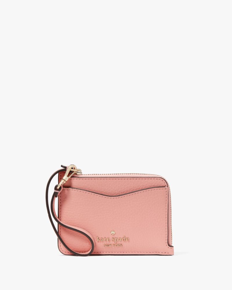 kate spade ステッチ スモールスリム カードホルダー グリーンレザー