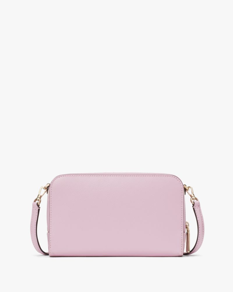 Kate Spade New York Staci Dual Zip Around Saffiano Leather Crossbody Bag  Purse Handbag (Light Rosebud), Chalk Pink
