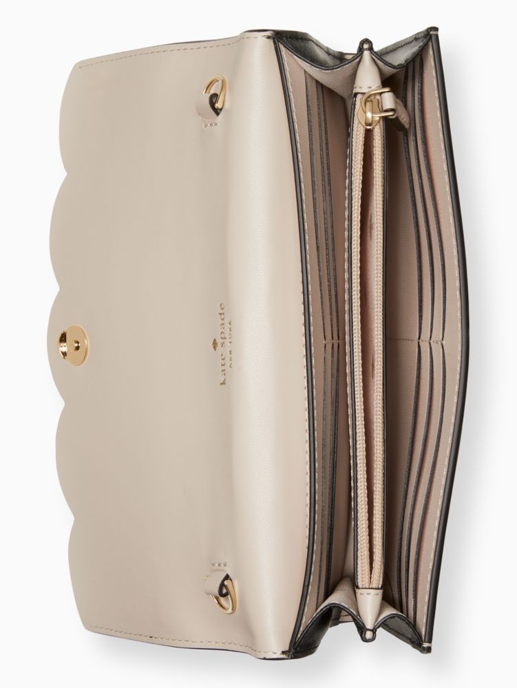 Kate Spade,Gemma Crossbody,Leather,Crossbody,Word Embellishment,Logo,Scallop,Gusset,Gold Metal,Day Party,