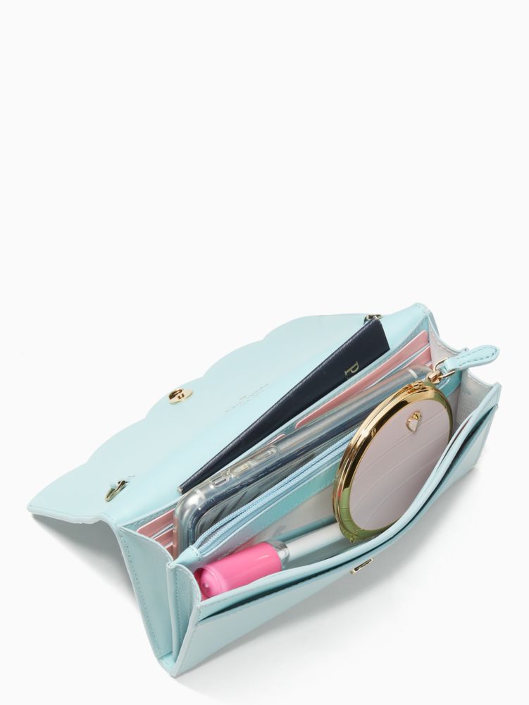 Kate Spade,Gemma Crossbody,Leather,Crossbody,Word Embellishment,Logo,Scallop,Gusset,Gold Metal,Day Party,