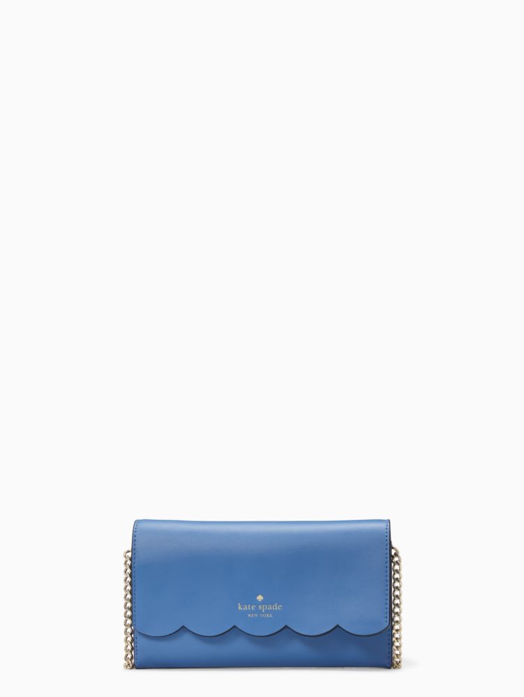 Kate Spade Gemma Crossbody Purse Wallet on Chain Light Blue Leather Clutch  Bag