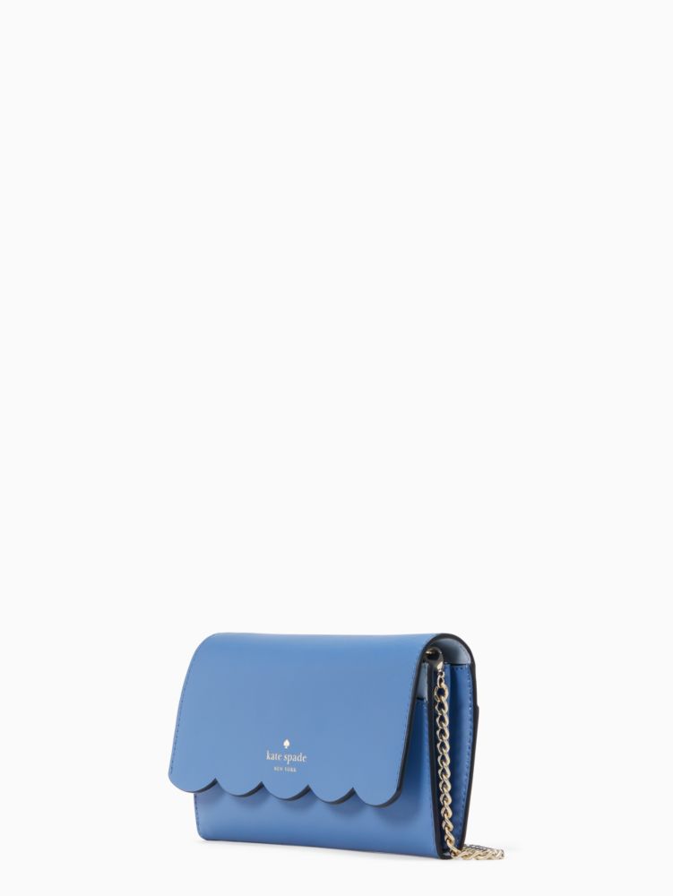 Kate Spade,Gemma Crossbody,Leather,Crossbody,Word Embellishment,Logo,Scallop,Gusset,Gold Metal,Day Party,