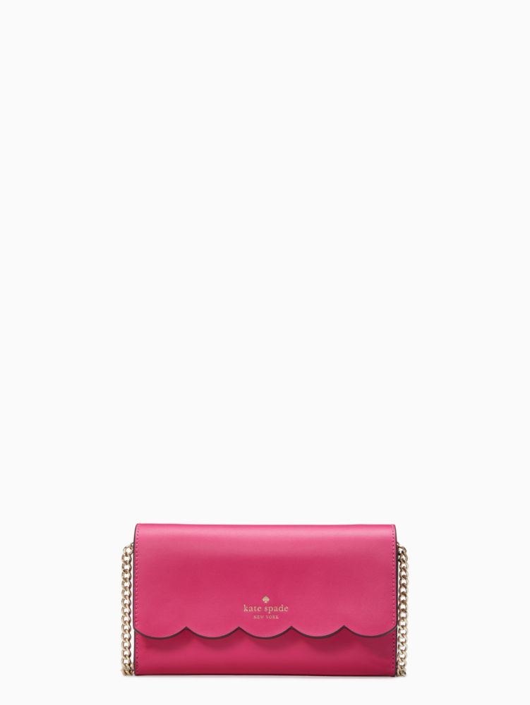 Kate Spade,Gemma Crossbody,Leather,Crossbody,Scallop,Logo,Word Embellishment,Gusset,Gold Metal,Day Party,