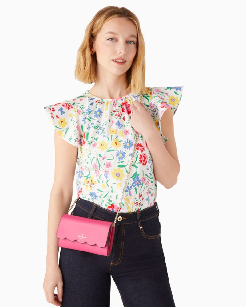 Kate Spade,Gemma Crossbody,Leather,Crossbody,Word Embellishment,Scallop,Logo,Gusset,Gold Metal,Day Party,