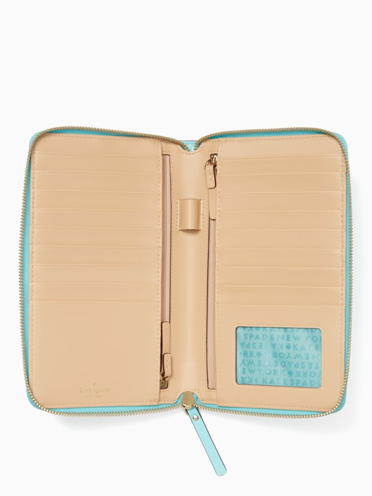 Kate Spade New York Oyster Blue Grand Street Zip Leather Travel Wallet, Best Price and Reviews