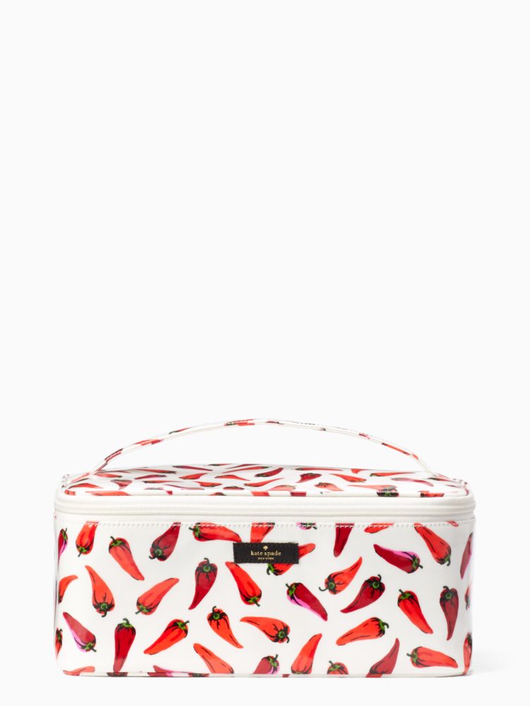 Kate Spade,daycation hot peppers printed large collin cosmetic bag,