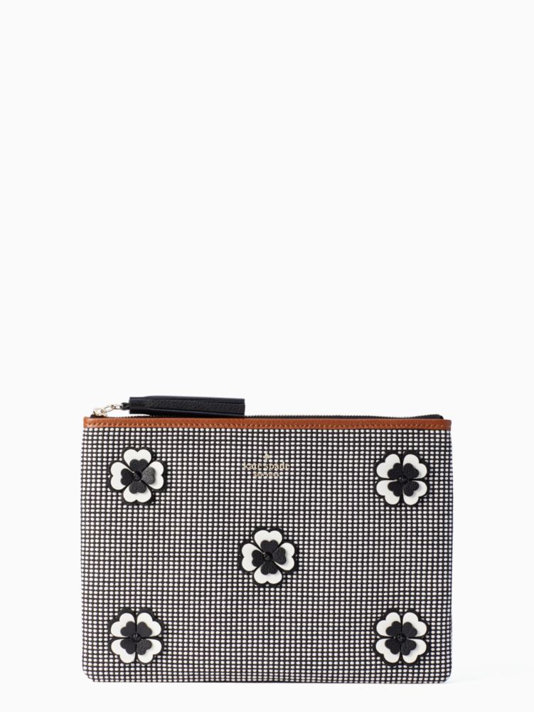 Kate Spade,ash street flower applique large tassel pouch,wristlets & pouches,