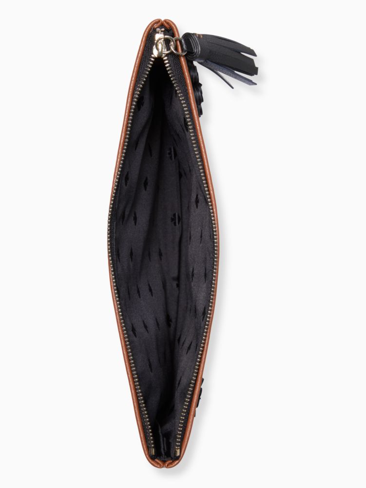 Kate Spade,ash street flower applique large tassel pouch,wristlets & pouches,