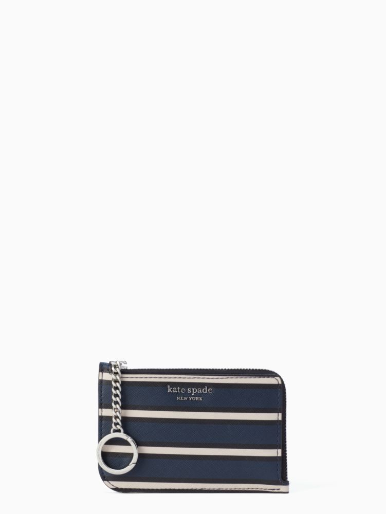 Kate Spade,cameron york stripe medium l-zip card holder,cardholders,
