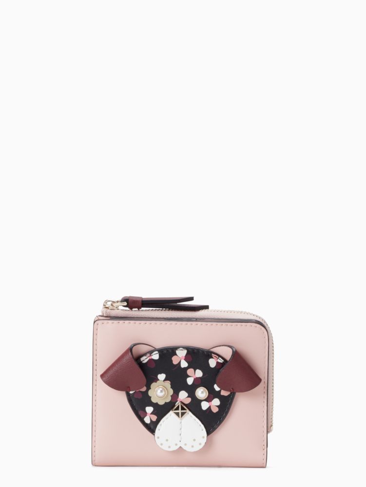 Floral Pup Small L Zip Bifold Wallet | Kate Spade Outlet