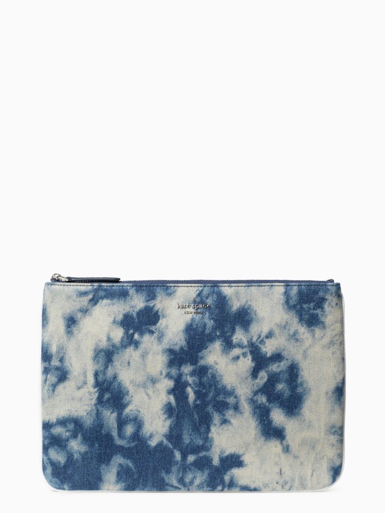 Jackson Tye Dye Denim Large Zip Pouch Kate Spade Outlet