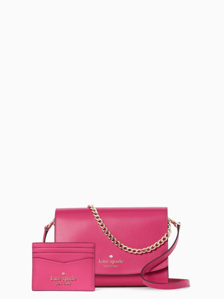 New Kate Spade Chalk Pink Carson Convertible Crossbody Purse & Card Case  Wallet