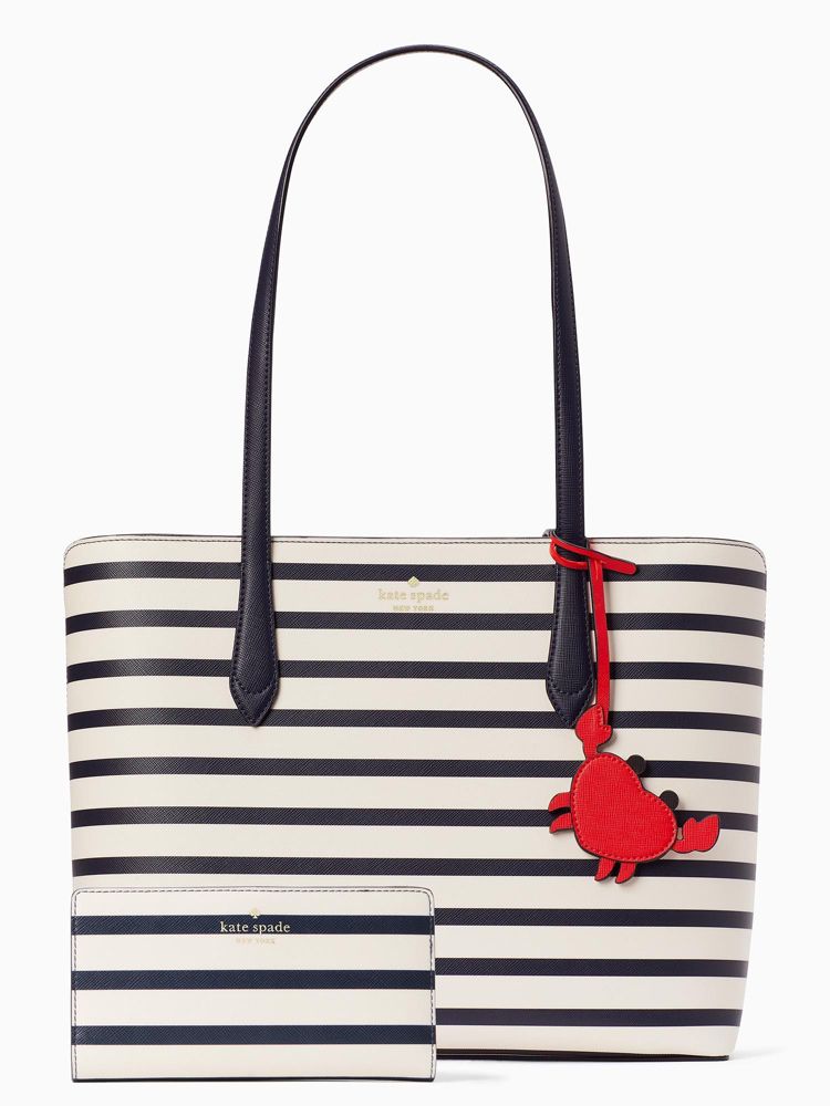 Kate spade black clearance and white striped purse