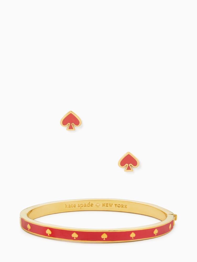 Kate Spade Make Me Blush Enamel Idiom Bangle Bracelet in Pink